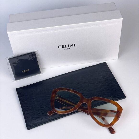NEW CELINE CL40046U 53N Tortoise Green Women Butterfly Mirrored Sunglasses - Picture 8 of 9